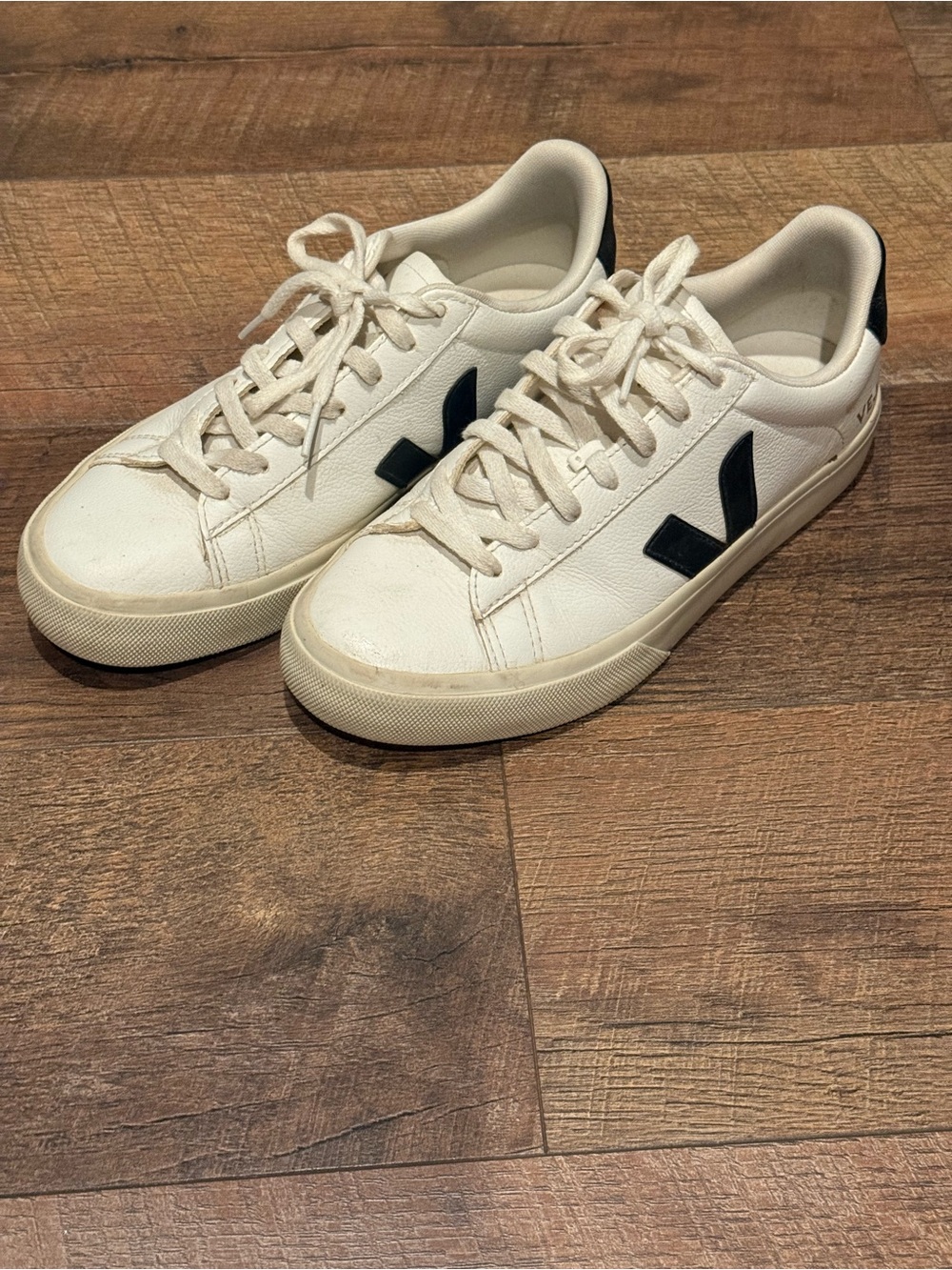 Veja Campo Women’s White Sneakers with Black V Logo - Picture 5 of 5